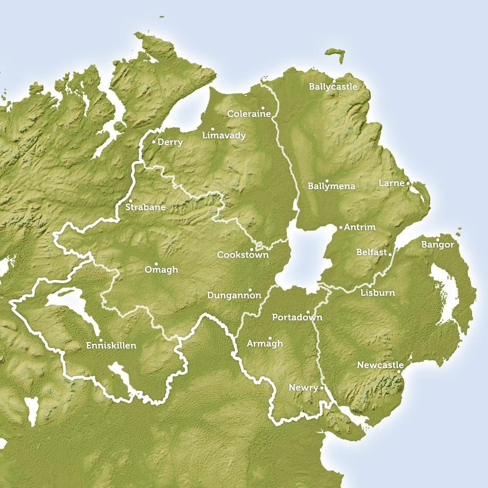 карта рек в Северной Ирландии