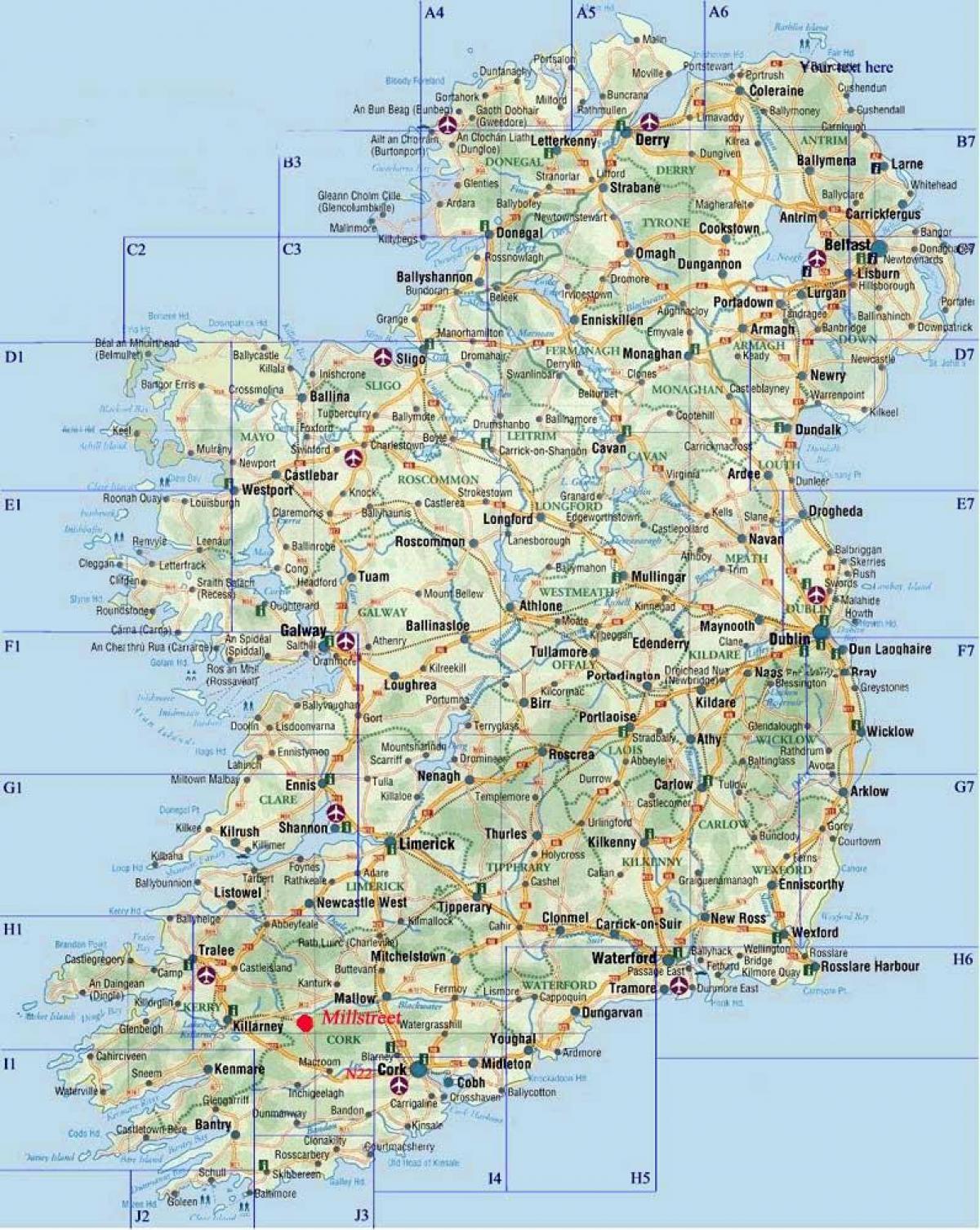 подробная автомобильная карта Ирландии