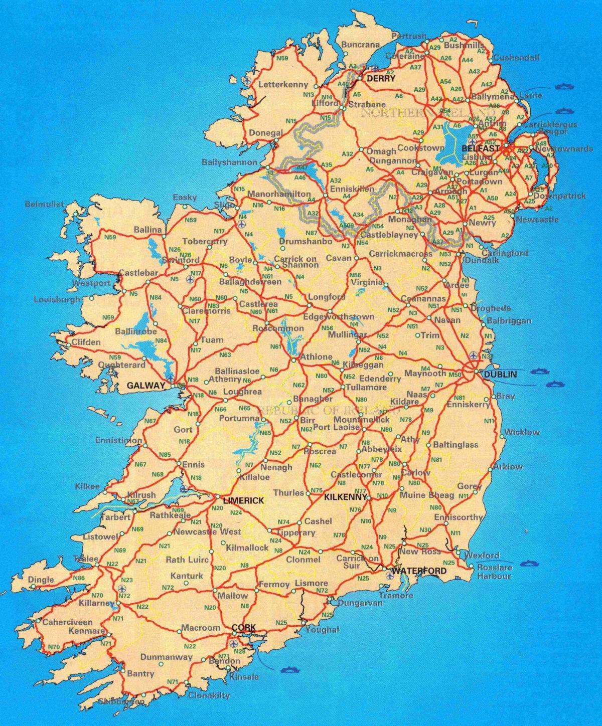 бесплатная Дорожная карта Ирландии