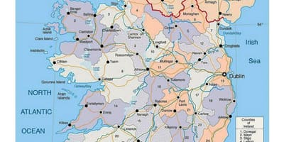 Карта Ирландии с городами