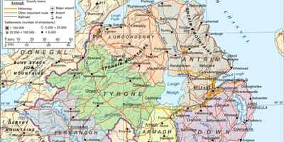 Карта аэропортов в Северной Ирландии