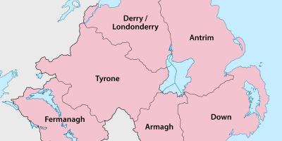 Карта Северной Ирландии уездов и городов